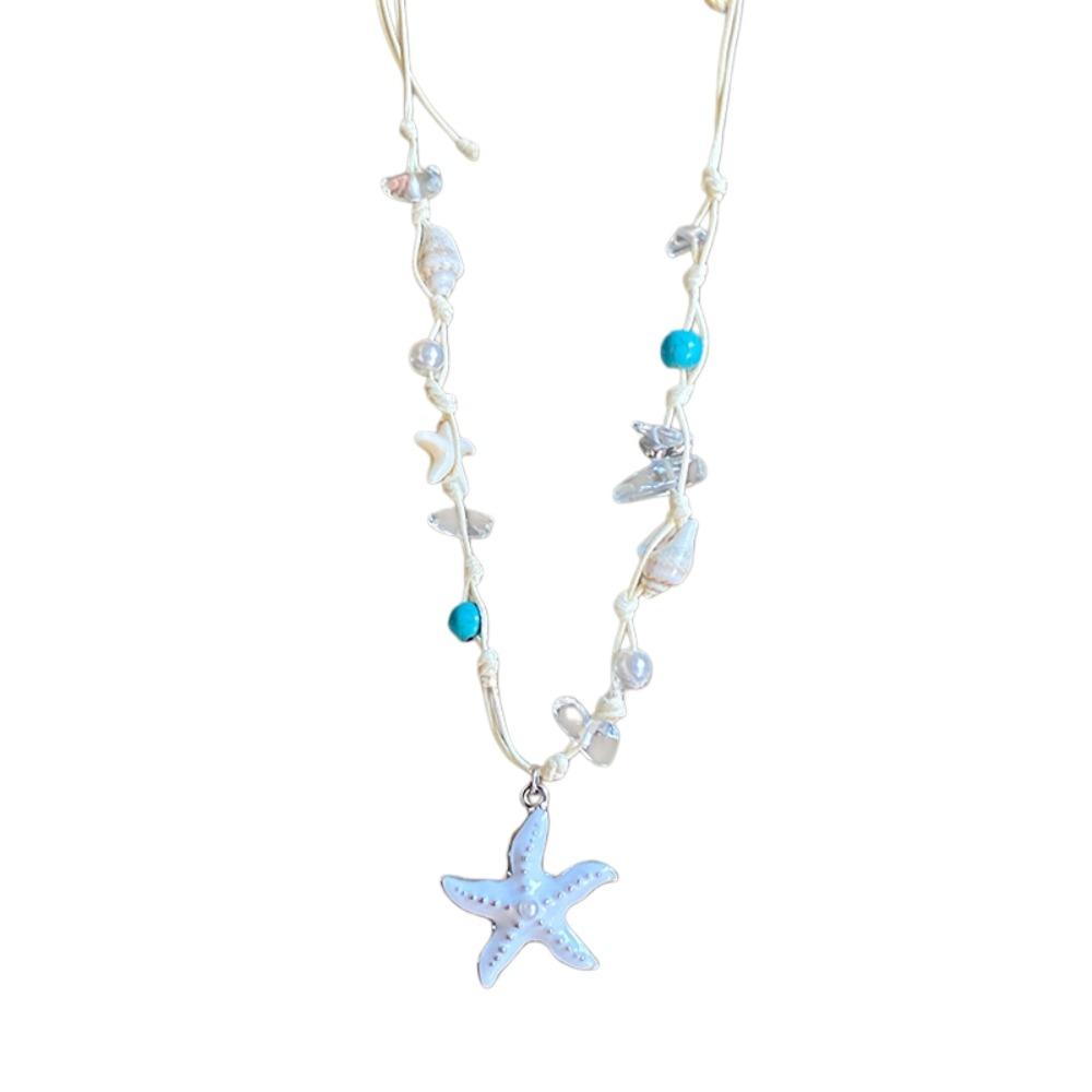 Pearl Shell Starfish Necklace Summer Sea Series Starfish Beach Neck Chain Daily
