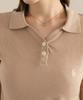 SELITIO Women'S Boucle Half Collar Knit Beige