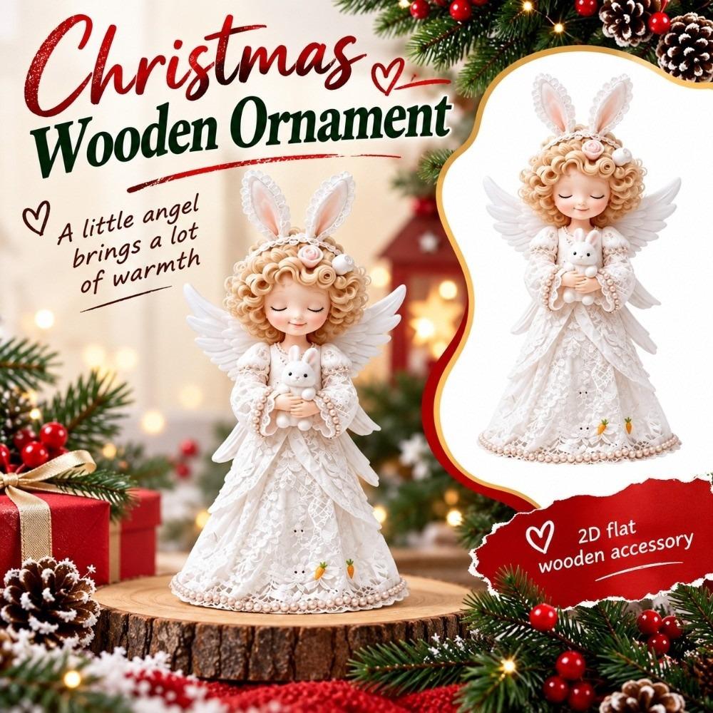 1 Set Flat Angel Ornament Lightweight Wooden Ornament Durable Hanging Ornament Gift Decoration