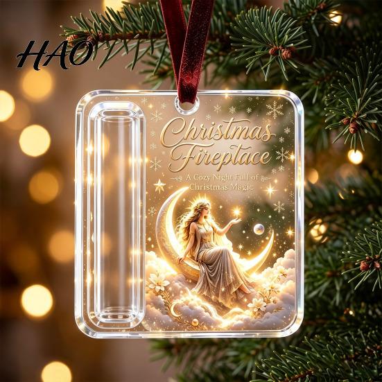 Christmas Decorative Cash Holder Acrylic Money Ornament, Xmas Holiday with Slot, Tree Hanging Gift Decoration Ornament