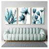 Poster Blue Floral Wall Art Print for Vintage Living Room Decorative Wall Pictures Nordic Canvas Painting Flowers