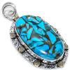 Натуральная медь, голубая бирюза, серебро 925 пробы, двухцветная подвеска 2,13" STT-2674
