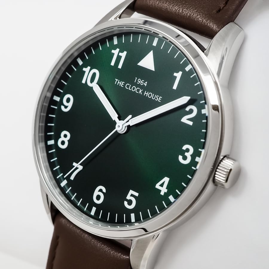 The Clock House Reasonable Series Watch Quartz Battery Operated Business Casual Green Dial Brown Leather Strap MBC5004-GR1B Men's