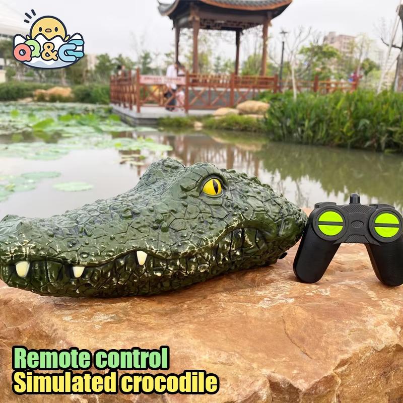2024 New Crocodile Rc Boat Ship 2.4G Simulation Animal Waterproof Remote Control Alligator Electric Summer Water Pool Toys Gift for Kids