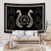 VIKAMA Viking Dragon Tapestry, Norse Rune Vegvisir Wall Hanging, Celtic Knot Nordic Mythology Cloth Poster Bedroom Decor1