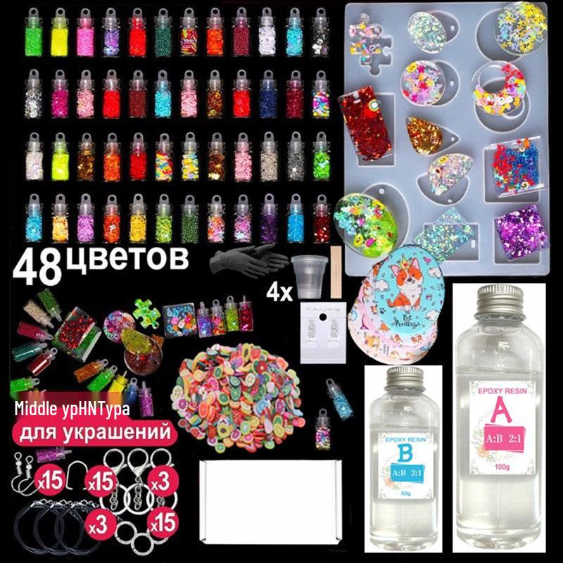 UV Epoxy Resin Set with Crystal Mold & Russian Instructions