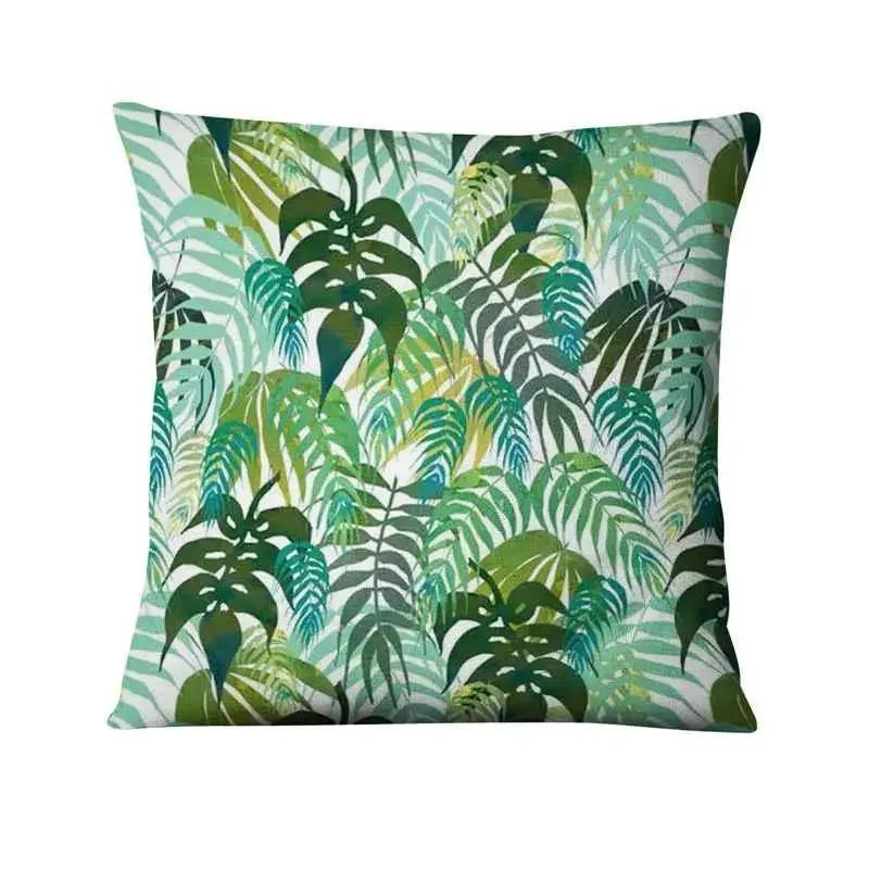 Green Plant Printed Cushion Cover Decorative Tropical Palm Leaf Pillow Case Living Room Bedroom Car Sofa Home Decora Pillowcase
