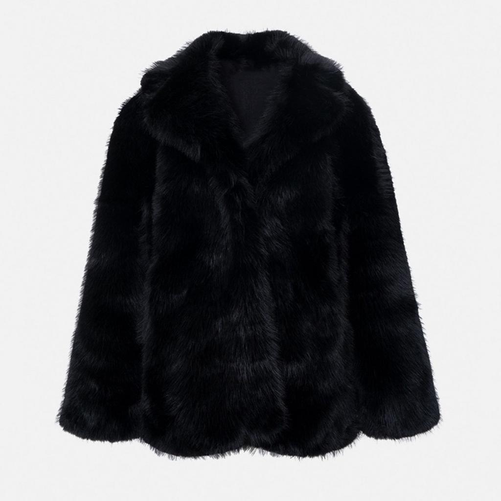 Lapels Faux Fur Coat Women Winter Brand Designer Fluffy Fox Fur Jacket Luxury Furry Overcoats Girl Stylish Long Outerwear