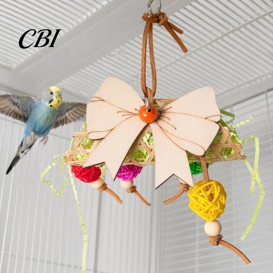 Parrot Enrichment Toy Shredder Ball Toy, Bamboo with Paper Strips Bird Chewing Foraging Cage Shredding for Budgies Cockatiels Lovebirds And Tearing