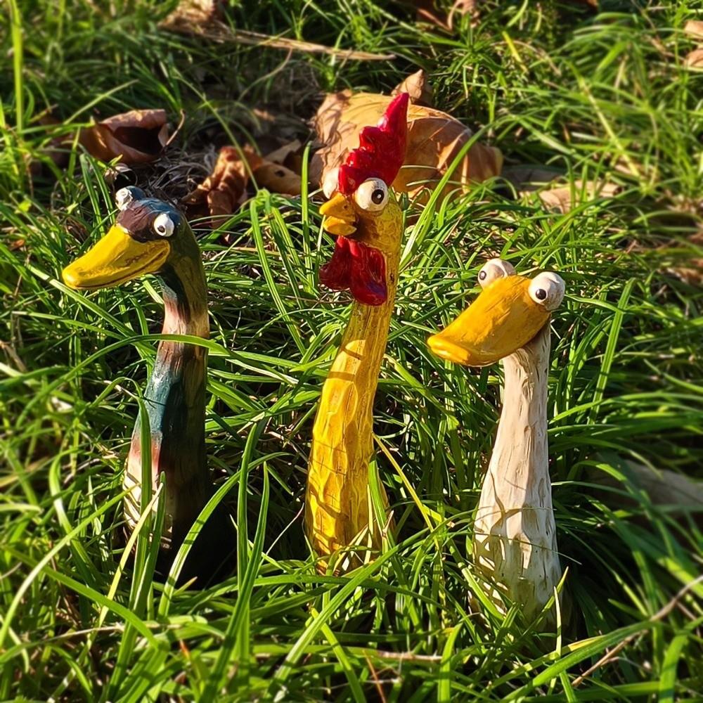 Funny Screaming Chicken Statues Resin Crafts Chicken Figurine Garden Courtyard Decoration