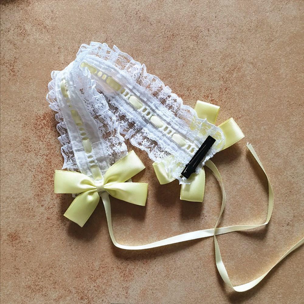 С Заколками Лолита Повязка на Голову Многоцветная Сладкая Кружевная Повязка для Волос Подарок Бант Лента Головной Убор Женский