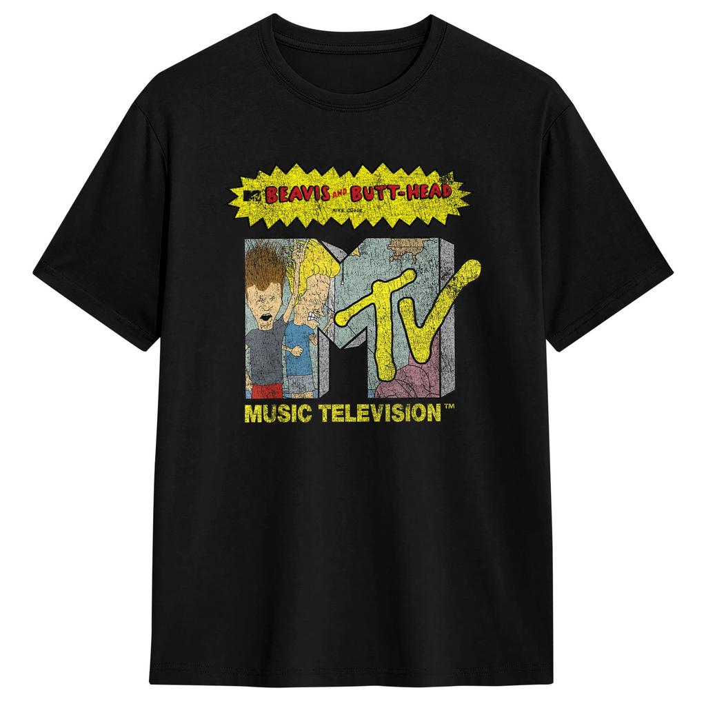 Beavis and ButtHead MTV Logo TShirts for Unisex Funny Pure Cotton Tees O Neck Short Sleeve T Shirts Graphic Printed Tops