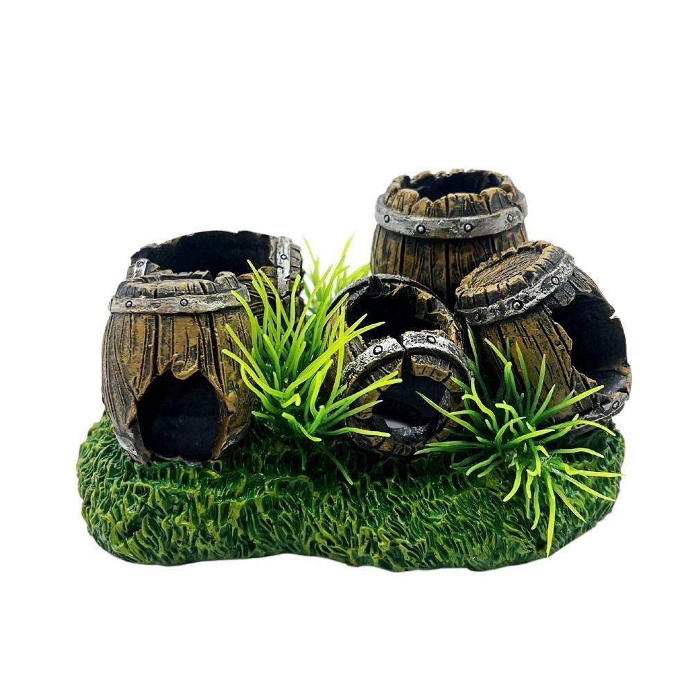 Creative Hideout Aquarium Ornaments Artificial Antique Barrels Betta Cave Hiding Spawning Spot