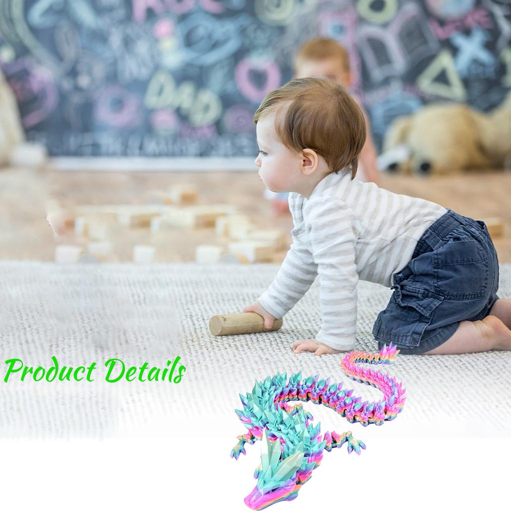 12-дюймовый гибкий 3D-печатный дракон с глазами, шарнирные 3D-печатные животные, 3D-печатные игрушки для снятия тревожности и СДВГ, уникальный домашний декор