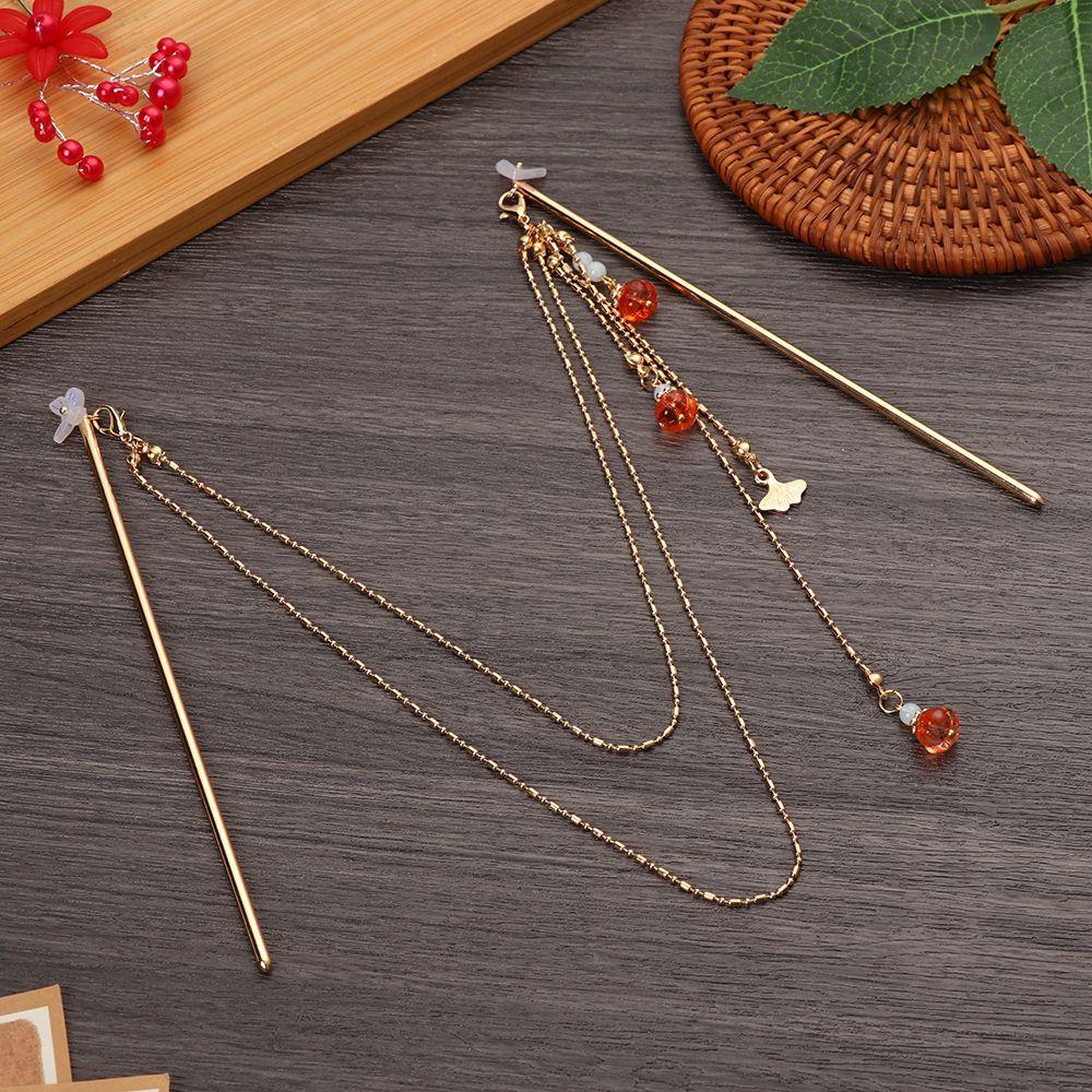 Fashion Pearl Tassel Hair Accessories Headdress Double Strand Hairpins Hair Fork Hair Sticks