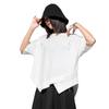Morino Short Sleeve Loose Fit Solid Street Summer Size Women's T-Shirt, Color, Asymmetrical, Zippered, Off-the-Shoulder, Casual, Fashionable, Unique,