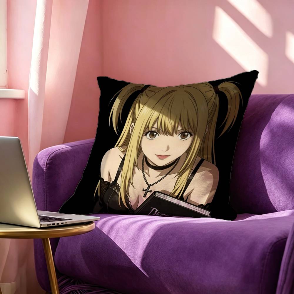 Japanese Anime Death Note Enamel Square DoubleSided printed Pillow Case Bedroom Bedside Pillow Sofa Cushion Cover