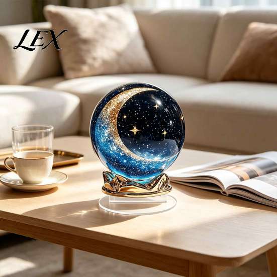 Thoughtful Gifts for Her Moon Star/Fairy Crystal Ball Ornament, Decorative Acrylic Sphere Bedroom Living Shatterproof Desk Decor Room Decor, Exquisite