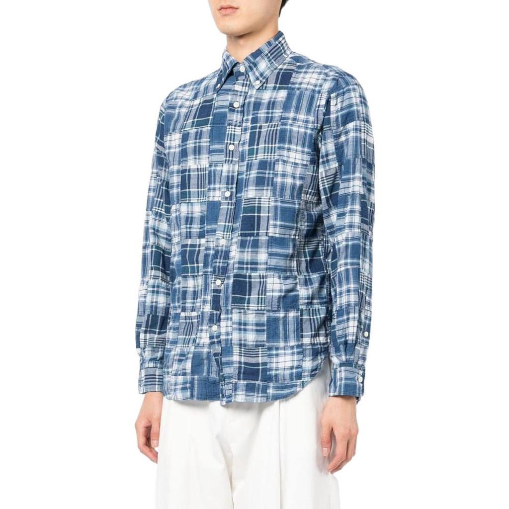 Polo Ralph Lauren FW22 Узорчатый набивной воротник поло рубашка на пуговицах с длинным рукавом мужские рубашки синий 710869417-001