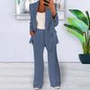 Women's Two Piece Office Business Suit Set Long Sleeve Button Formal Jacket + Pant Suit Slim LooseTrouser Sweater Suits