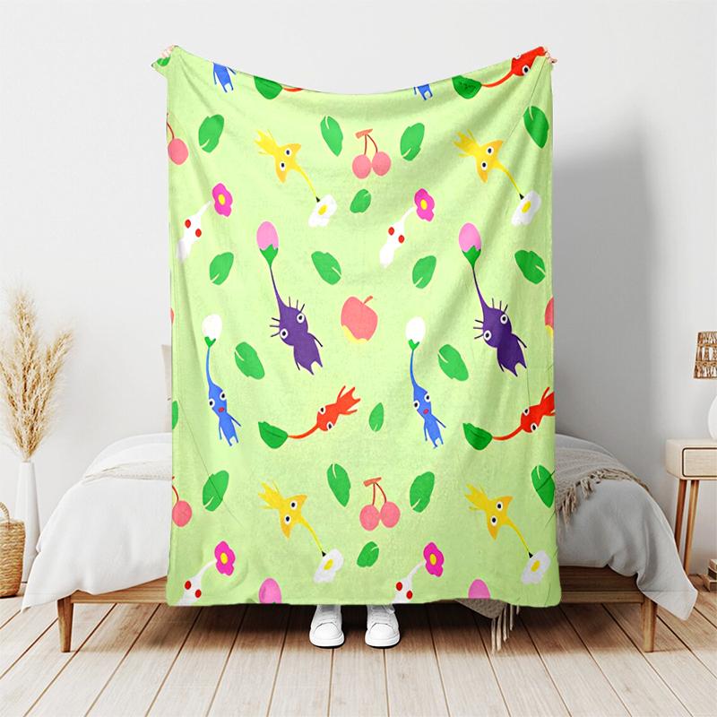 1pc Blanket Pikmin Print Design, Lightweight Blanket for Sofa, Bed- Soft &Warm, Gift for All Seasons like Christmas, Halloween