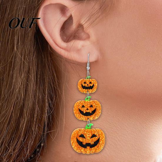 Fashionable Lightweight Earrings for Women 1 Pair Halloween Women, Acrylic Gothic Dangle Earrings, Theme Jewelry Friends Spooky Bat Pumpkin