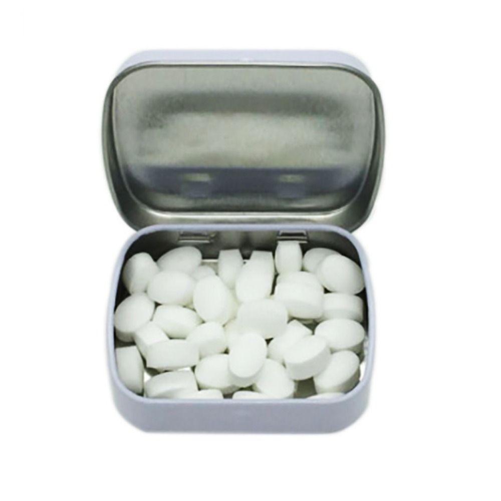 With Lid Rectangular Candy Box Sealed Mini Pill Case Portable Flip-top Iron Box Storage Box