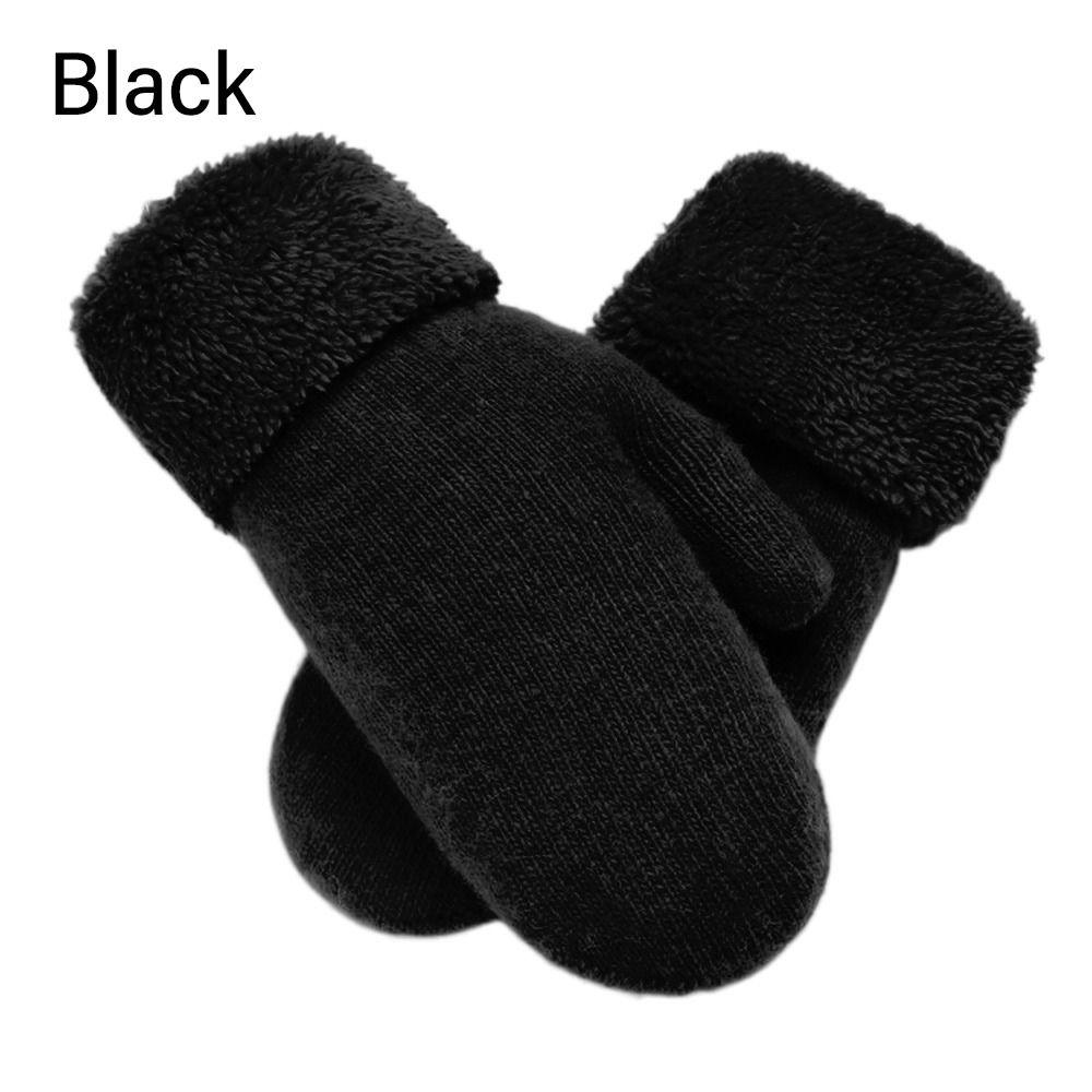 Wool Cashmere Plush Mittens Thicken Winter Hand Protection Solid color Full Finger Gloves  Driving