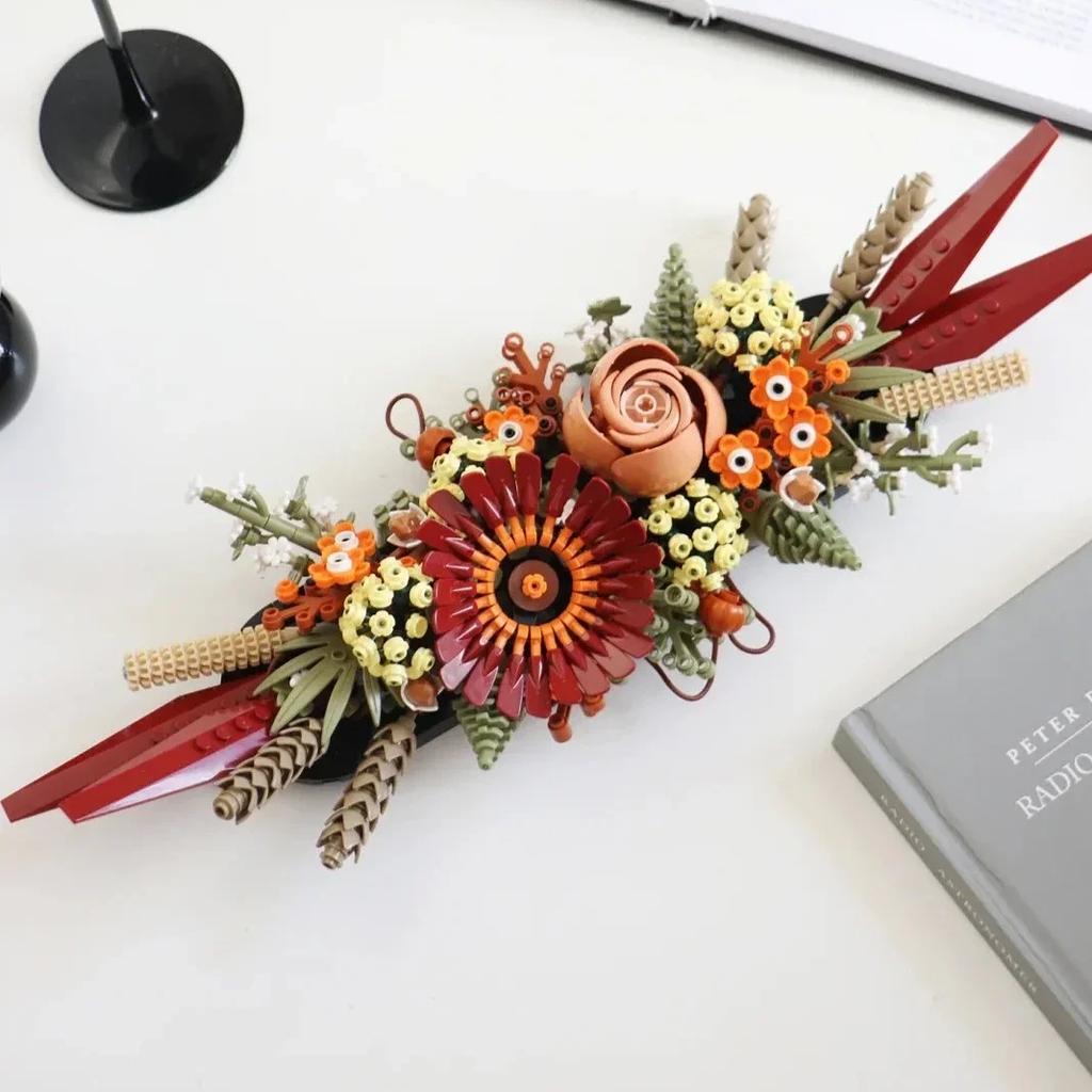 Moc Flower Bricks Artificial Dried Flowers Home Decor Rose and Gerbera Building Blocks Collection Crafts Set Birthday Gift Toys