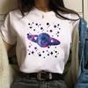 Casual Women's Round Neck T-shirt Lunar Eclipse Printed Women's T-shirt New Eclipse of the Moon Moon Style Women's White T-shirt