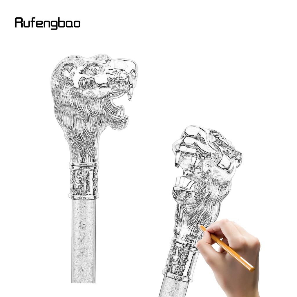 Белая голова льва с усами трость модная декоративная трость джентльмен элегантная ручка трости для косплея Crosier 93 см