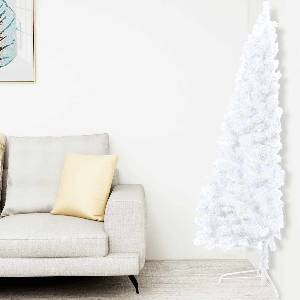 Artificial Half Christmas Tree with Lights and Ornaments White 240 cm
