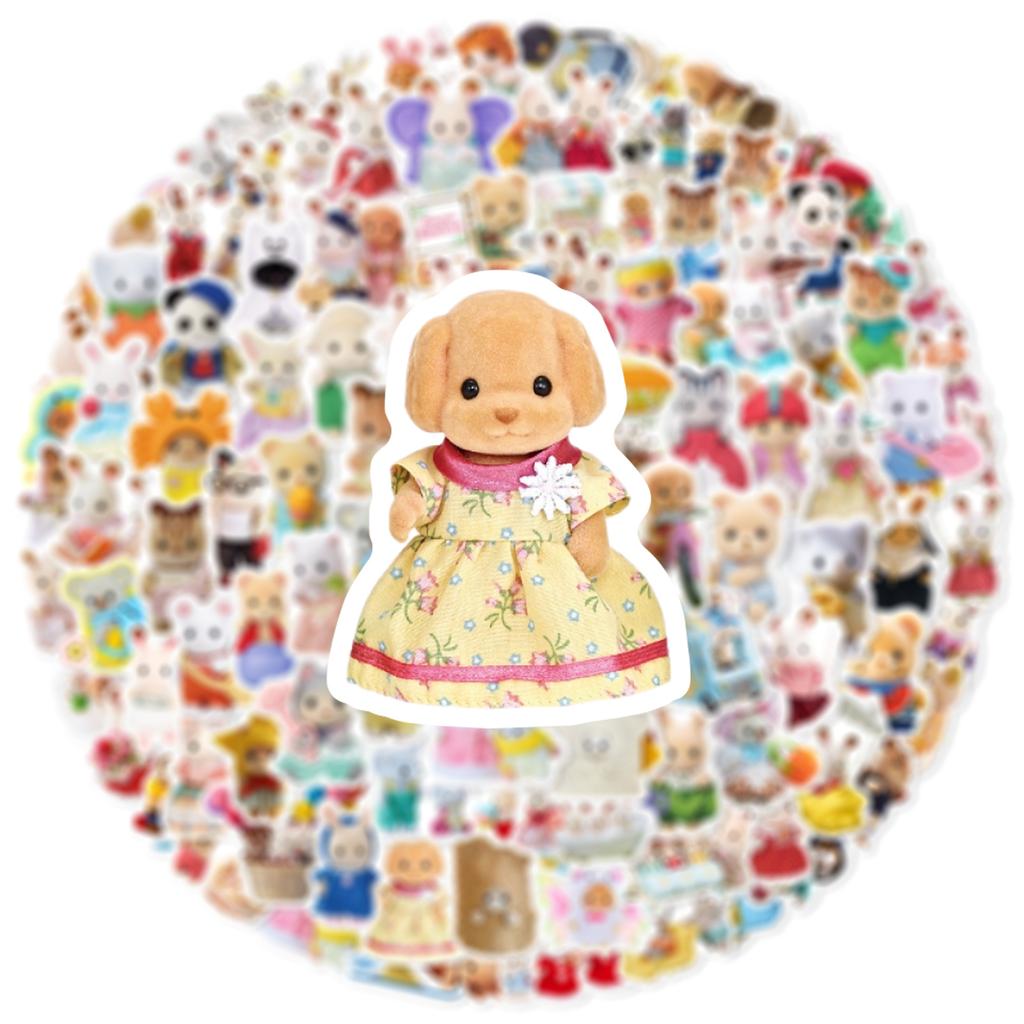 100pcs Cute Calico Critters Cartoon Graffiti Stickers Phone Guitar Laptop Notebook Suitcase Waterproof Sticker Decals Toys