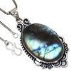 Pendant Shiney Labradorite Gemstone Valentine'Day Ethnic Silver Jewelry 2"