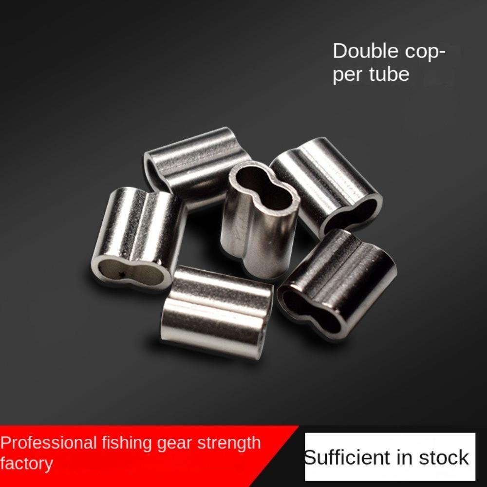 Кримповочная трубка для лески, Трубка для рыболовного тросика, Кримповочный соединитель для тросика, Двойная медная трубка