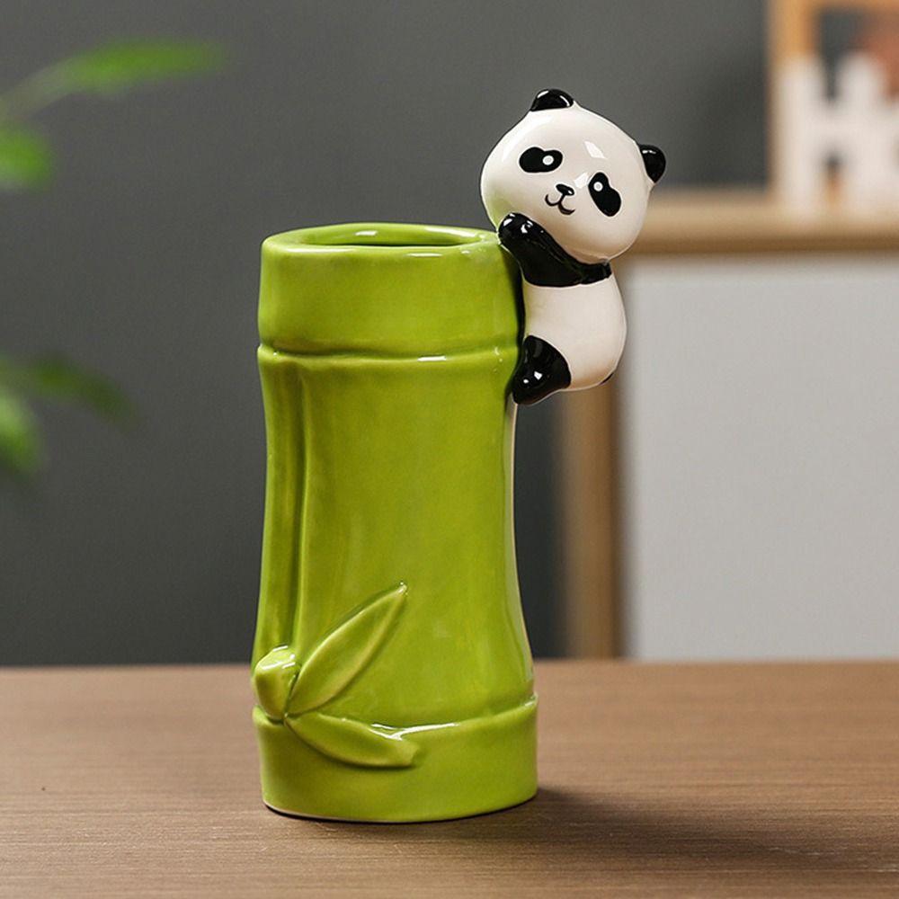 Cartoon Panda Pen Holder Large Capacity Pencil Organizer Creative Panda Ornament Student Gift
