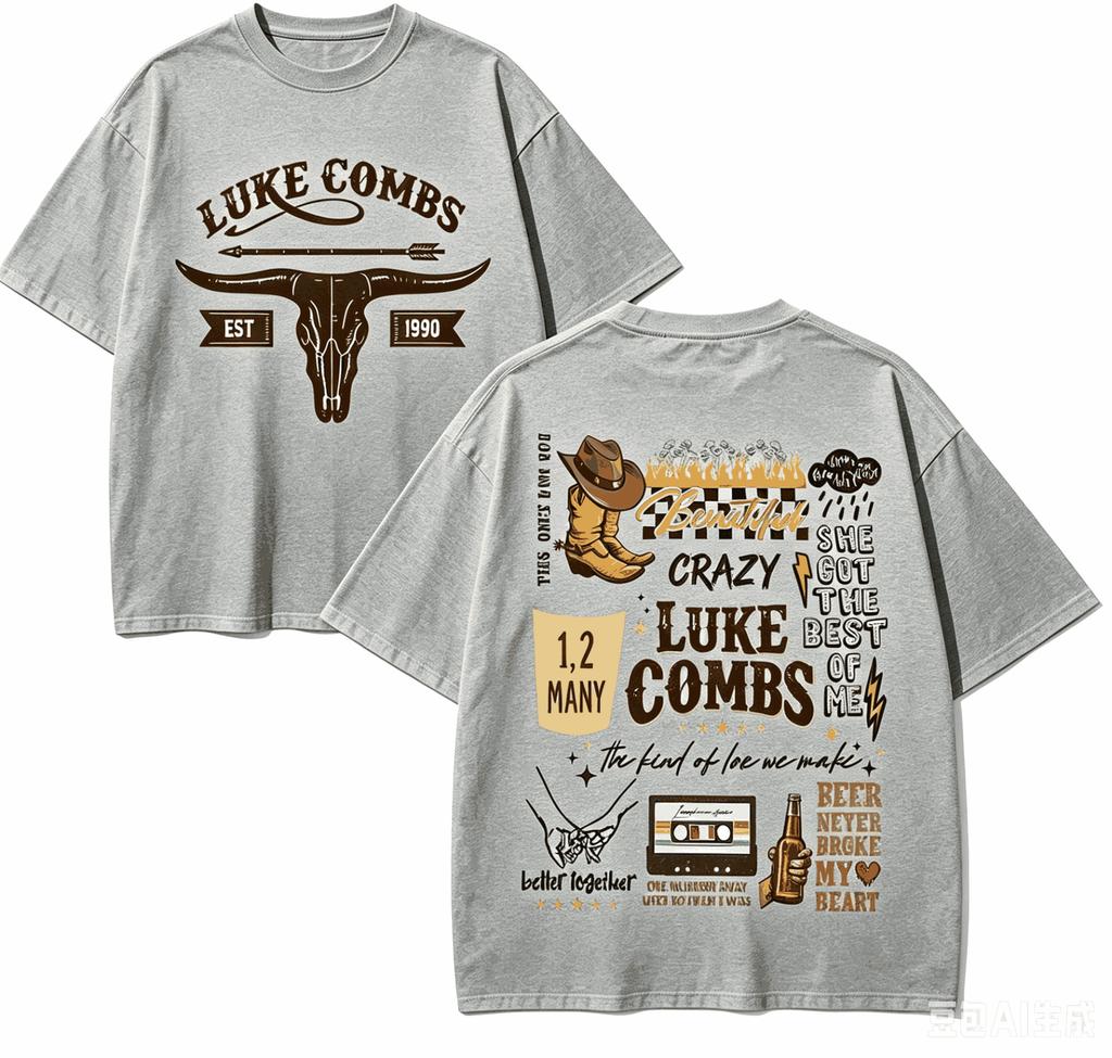Luke Combs For Fan Gift Tshirt Unisex Unisex Harajuku Oversizedunisex Short Sleeve Streetwear High Quality Couples Comfortable Soft