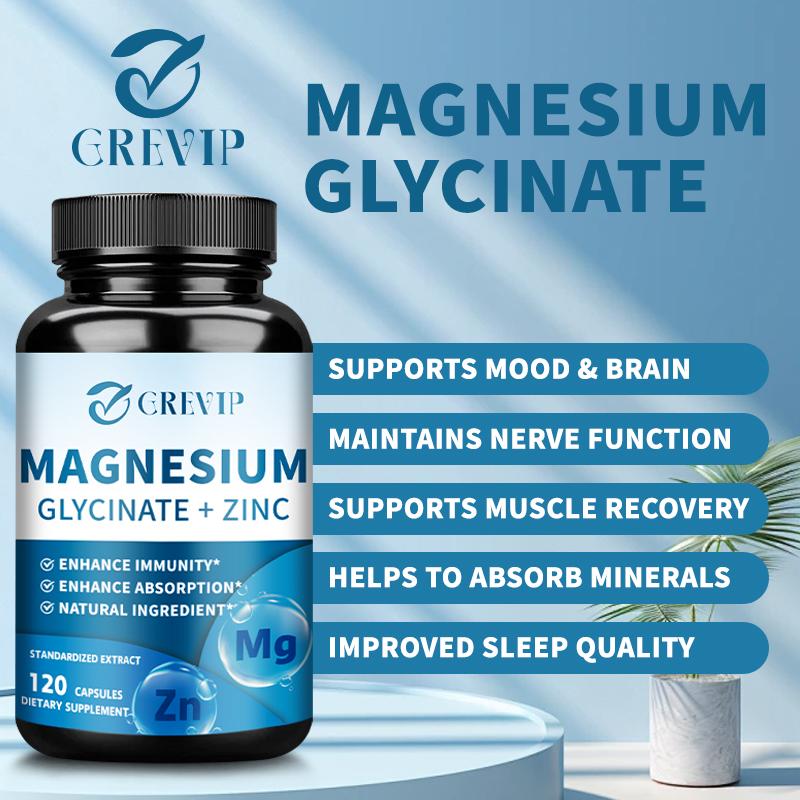 Magnesium Glycine Capsules (with Zinc) – Vegetarian Capsules Suitable for Both Men and Women