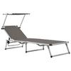VidaXL Folding Lounge Chair with Canopy Aluminum and Textilene Grey