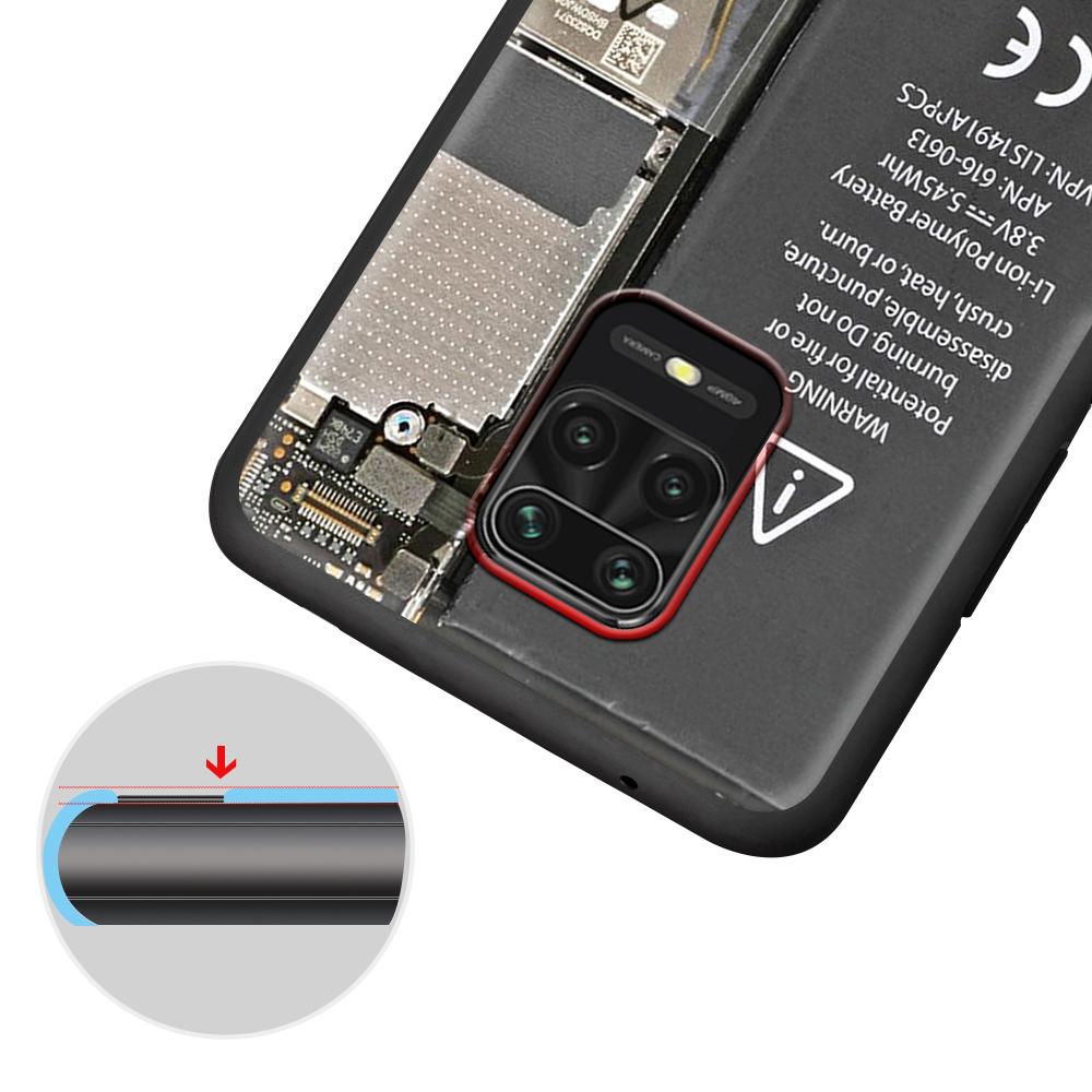 Motherboard Circuit Board Case for Xiaomi Redmi Note 9S 9 11 10 8 Pro 9C 9 K40 9A 7 8T 7A 9T Soft Silicone Black Phone Cover