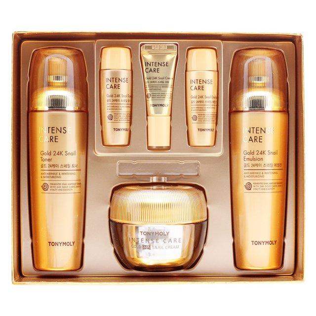 TONYMOLY Intense Care Gold 24K Snail 6 предметов Набор для ухода за кожей(Тонер+сыворотка+эмульсия+крем)* 1