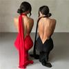 Women's Side One Shoulder Dress Halter Sleeveless Bodycon Mini Dress Elegant Sexy Party Club Evening Prom Maxi Dresses