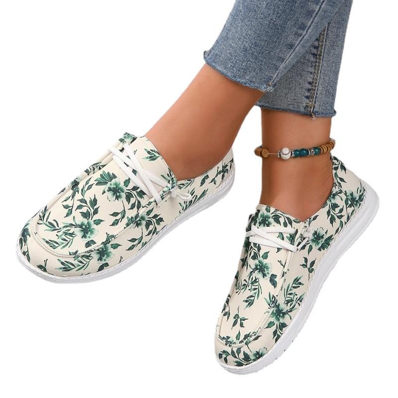 Shoes for Women  Fashion Spring and Autumn Women's Flats Mixed Colors Round Toe Elastic Band Low-heeled Zapatillas De Mujer