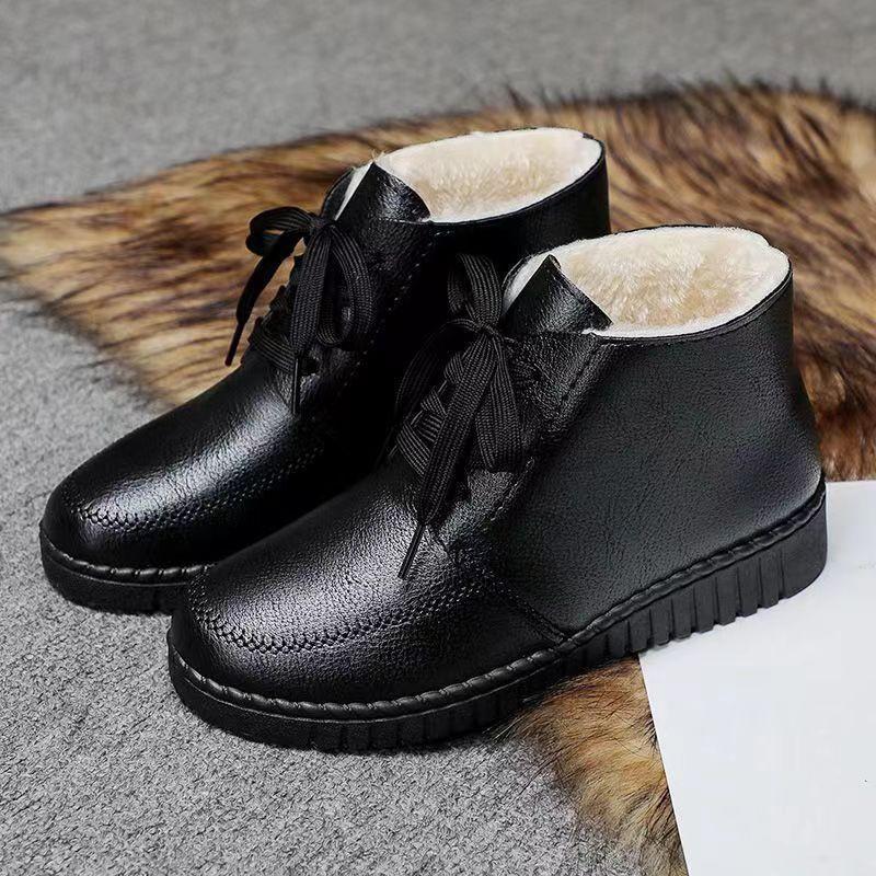 Зимние бархатные хлопковые туфли теплые повседневные нескользящие утолщенные хлопковые туфли средней высоты высокие нескользящие туфли для бабушки