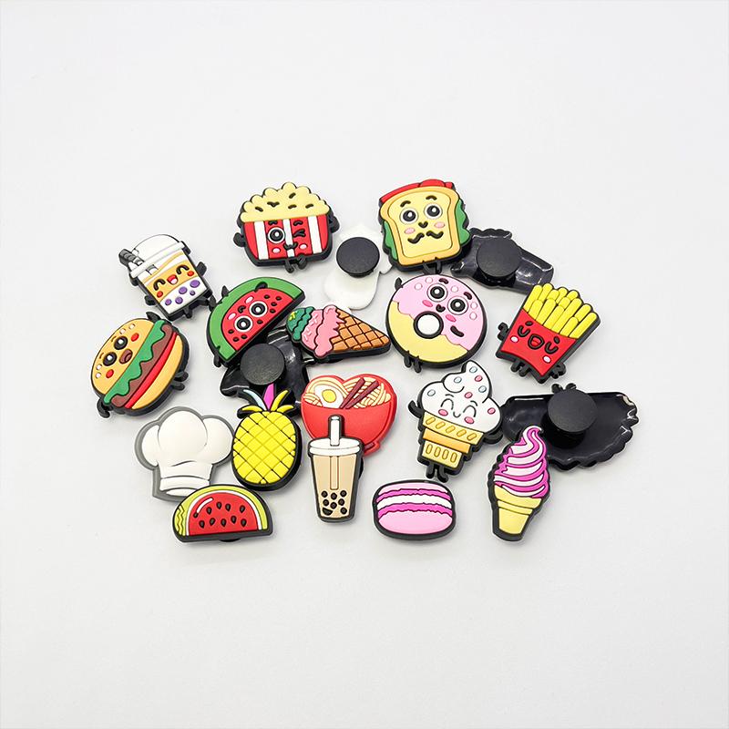 20Pcs Cartoon Drink Ice Cream Fruit Series PVC Shoe Decoration Charms
