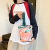 Оригинальная иллюстрация Портативная сумка-ведро Сумка для выхода Перекусы Холщовая сумка Милая маленькая сумка для выхода