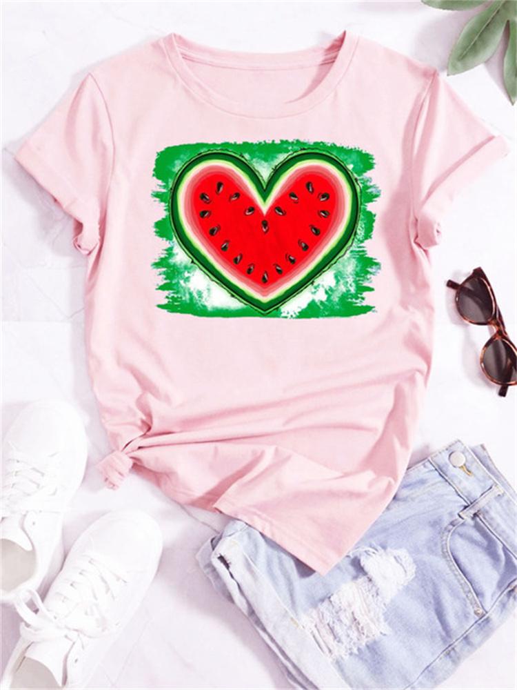Maycaur Новая летняя забавная женская футболка с принтом арбуза и фруктов Harajuku Белые футболки с рисунком повседневные женские топы женская одежда