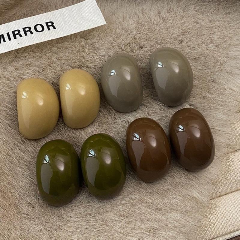 Серьги-полукруги из смолы Изысканные Винтажные Массивные Эллипсы Гвоздики Геометрические Модные Элегантные Серьги-эллипсы