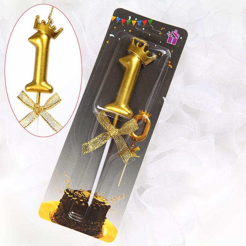 Свечи для торта на день рождения с цифрами от 0 до 9 Свечи в виде золотой короны Украшения для десерта Торт на день рождения Цифровые свечи Аксессуары