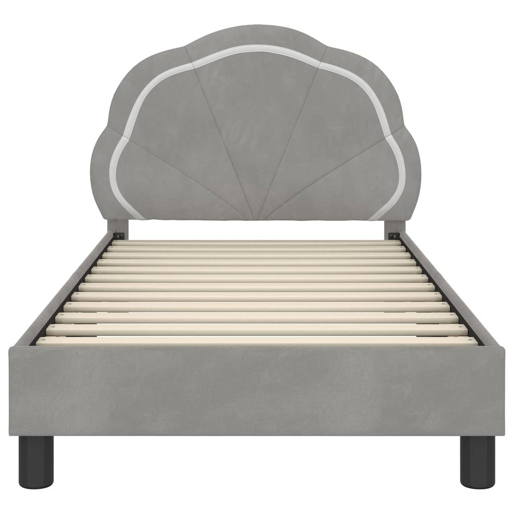 Children s Bed Frame with Headboard Light Grey 80 x 160 cm Velvet